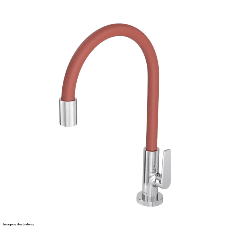 Torneira De Mesa Para Cozinha Deca Motion Cromado e Terracota 1167 C23