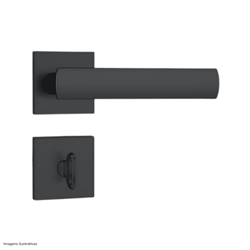Fechadura Stam Roseta Quadrada Para Banheiro 823/35 Preto Fosco