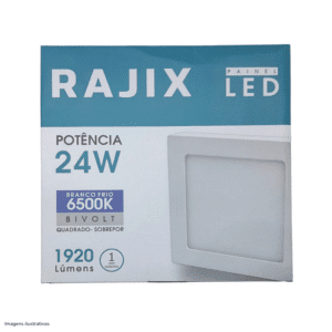 Painel De Led Rajix 24W 6500K Branco Frio Bivolt Quadrado Sobrepor